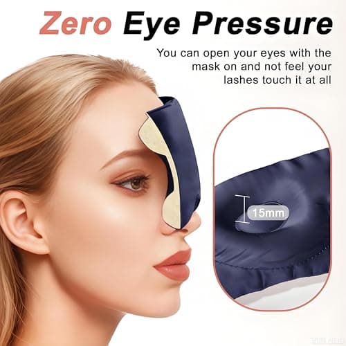 3D Mulberry Silk Sleep Mask 22Momme 6A, Zero Eye Pressure Blackout Navy — view 2