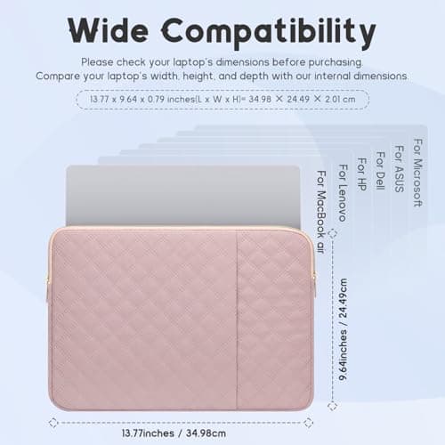 Songbala Laptop Sleeve 13-14 Inch Cover Protective Case Compatible with 14” MacBook Pro M3/M2/M1 13-14” Chromebook Notebook Computer, Slim Waterproof Padded Case with Pocket, Pink — view 2