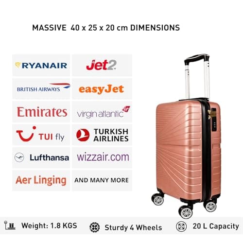 40x25x20cm Underseat Cabin Suitcase with Removable Wheels – Soft Shell Carry On Trolle Lightweight Spinner Luggage Underseat Cabin Trolley Detachable Wheels 1611 (Rose Gold) — view 5