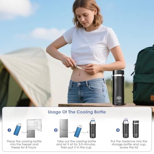 48H Insulin Cooler Travel Case TSA Approved, USB Charger Diabetic Care Medication Cooler for Travel, Portable Medicine Bottle Car Refrigerator for Cooling Organizer Supplies — view 6