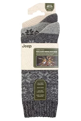 Jeep Ladies Wool Blend Thermal Performance Boot Socks Pack of 2 Slate/Grey 4-8 — view 2