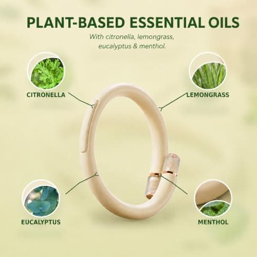 900 Hour Mosquito Repellent Bracelet with 10 Citronella Refills, Waterproof DEET-Free Insect Repellent Wristband, Reusable Anti Mosquito Bracelet for Adults, Kids, Travel, Camping & Garden (Beige) — view 5