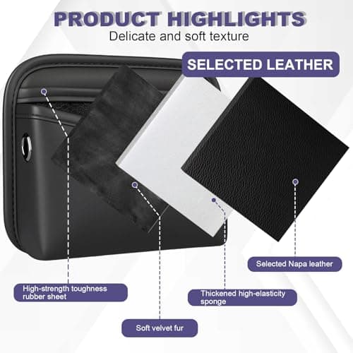 HIAHXC PU Leather Car Side Pocket Organizer,Universal Car Pocket Pouch Cell Phone Holder for Car,Seat Gap Filler Organizer & Storage Pouch for Door Console,Front Seat Console Pockets for Phones Coins — view 4
