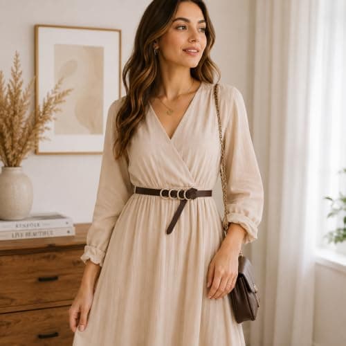 es-uk Women's Skinny Waist Belt, Thin Leather Dress Belt with Gold Triple Ring Buckle, Adjustable Fashion Belt for Dresses, Jeans, Trousers, Blazer & Coat (2601 - Chocolate Brown) — view 5