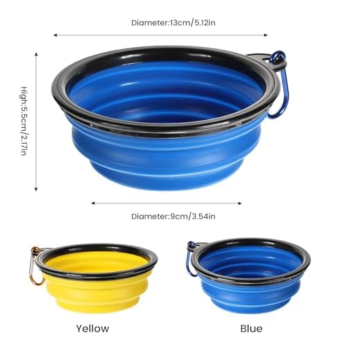 2pcs Collapsible Dog Bowl Portable Dog Bowls Puppy Water Bowl for Dogs Cats Travel Foldable Dog Bowl with Carabiners Folding Pet Water Bowl for Camping Travelling Hiking 350ml — view 2
