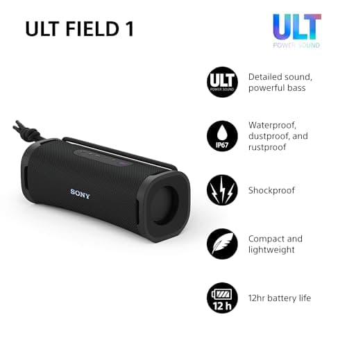 Sony ULT FIELD 1 - Wireless Bluetooth Portable Speaker with ULT POWER SOUND, Ultimate Deep Bass, IP67, Waterproof, Dustproof, Shockproof, 12hr Battery, Clear Call Quality, Outdoor, Travel - Black — view 2