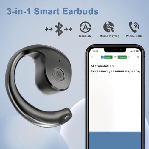 xctopest OWS AI Language Translator Earbuds Real Time, Supports 144 Languages, Earphone 3-in-1 Accents，Headphones Language Earbud Translators Bluetooth & APP for Travel, Business, and Learning（Black） — view 5