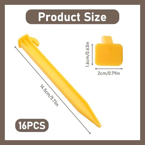 Zquqwa 16 Pcs PlasticTent Stakes, Heavy Duty Beach Tent Pegs, Camping Ground Pegs with Flat Head Hook Design, Lightweight Rustproof Tarp Stakes for Outdoor Beach Shelter, Garden Lawn Anchors — view 2