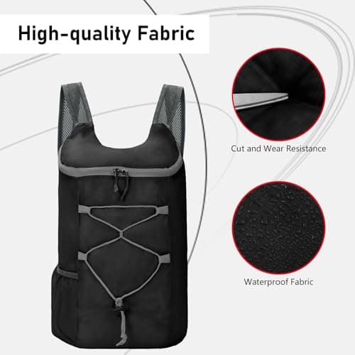 InfiniZer 2 Pcs Ultra Lightweight Foldable Backpacks Water Resistant Packable Rucksacks Hiking Daypacks for Women Men Outdoor Travelling Camping Biking Cycling Walking (Black 2+Grey 2) — view 2