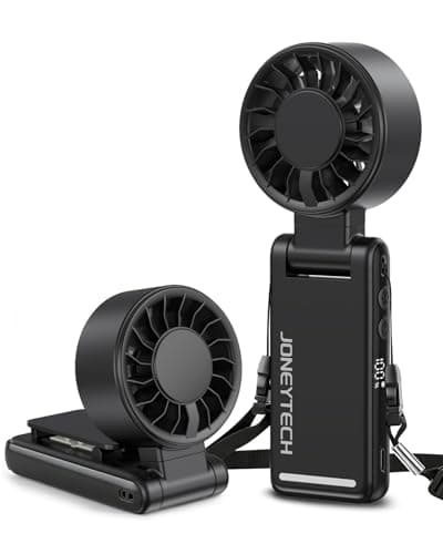 Joneytech Turbo Hand held Fan, High-Speed Portable Fan with Strong Airflow 4-in-1 Mini Small Clip/Neck/Desk/Travel Fan 360° Rotation Rechargeable Personal Fan for Travel Holiday essentials(Black