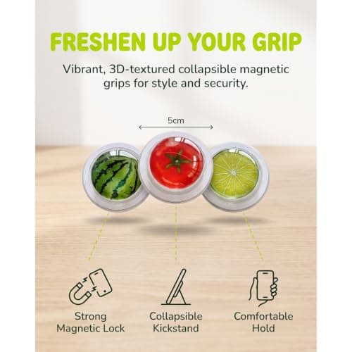 3-Pack Fruit Phone Grip Collapsible Kickstand — view 2