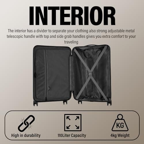 ATX Luggage Suitcase Large Hardshell 4 Dual Spinner Wheels Super Lightweight ABS Hold Check in with Built-in TSA Lock (Midnight Blue, 110 Liter) — view 6