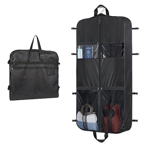 Univivi Suit Bags for Men, Suit Carrier for Travel, 48in Garment Bag, Black