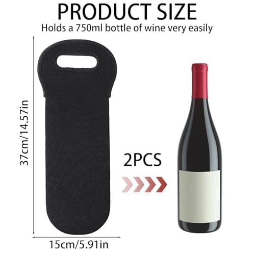 ZKFSIE 2 Pack Insulated Wine Cooler Bag – Neoprene Material Wine Carrier Tote, Portable Bottle Holder for Beer, Champagne, Picnic, Travel & Party (Black & Blue) — view 2