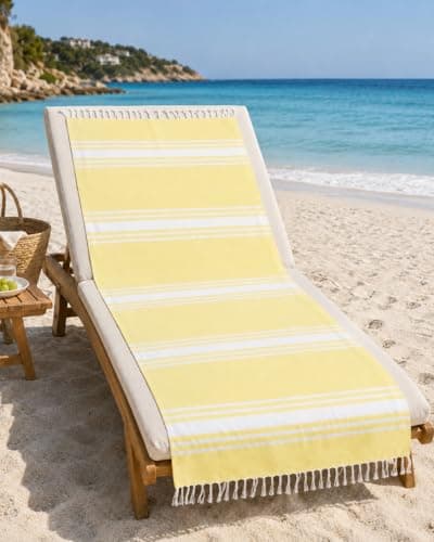 Adore Cotton Rich Hammam Beach Towel 90 x 170cm - Yellow Stripe — view 2