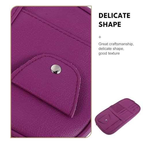 Purple PU Leather Multi Pocket Car Visor Organizer with Compartments — view 3