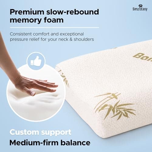SnoozEasy™ Memory Foam Pillow for Neck & Shoulder Pain Relief | Orthopedic Cervical Pillow with Contoured Neck Support | Cooling Bed Pillow for Side & Back Sleepers | UK Brand — view 3