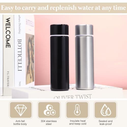 saerryor 2 Pcs Stainless Steel Water Bottle150MLMini Flask Black Silver — view 6
