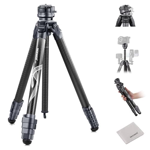 NEEWER LITETRIP LT32 Camera Travel Tripod, Carbon Fiber Portable Stand, Ball Head Detachable Center Axis Flip Buckle Cleaning Cloth Arca QR Plate Compatible with Peak Design Capture V3 (Former TP62)