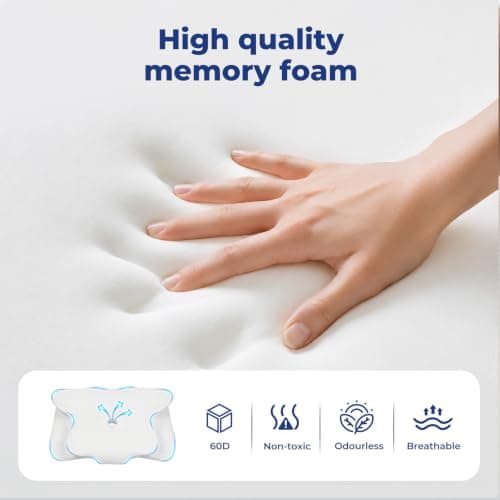 Lavio Cervical Memory Foam Pillow for Neck Pain Relief, Ergonomic Orthopedic Pillow for Side, Back & Stomach Sleepers, Adjustable Height Neck Support Pillow with Breathable Removable Cover (Grey) — view 5