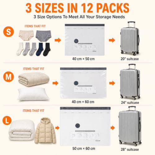LYRIFFTIC Vacuum Storage Bags for Clothing Travel with Electric Pump — view 3