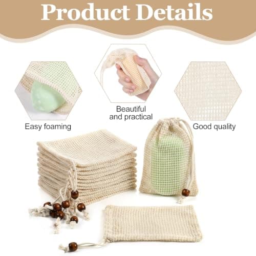6 Pcs Soap Bag for Shower, Sisal Soap Bag — view 3