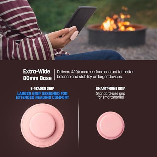 Encased Large Grip Holder for Kindle E-Readers, Tablets and iPads - Case Compatible Adhesive Collapsible Handle (Pink) — view 4