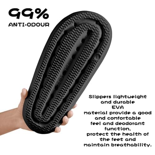 BHFRGAS Sliders Cloud Slippers Women Men，Non-Slip Mens Womens Slippers Cloud Sliders，Soft Flip Flops with Thick Sole for Shower Bathroom Pool Beach，Black, 3.5-4 UK — view 6