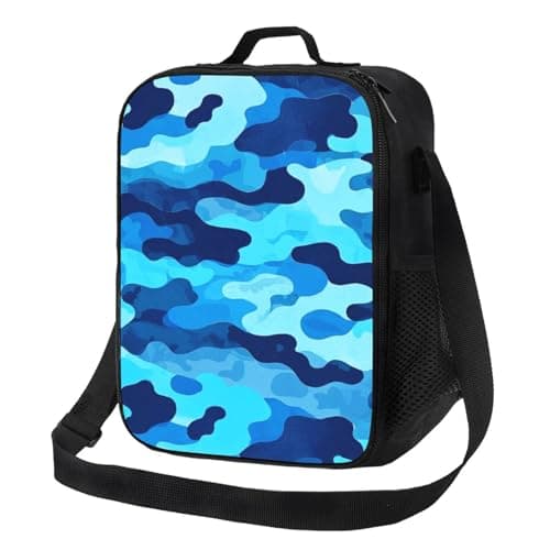 YUAOEUR Blue Camo Lunch Bag Insulated Lunch Box for Boys Girls Adults Children Women Men School Picnic Outdoor