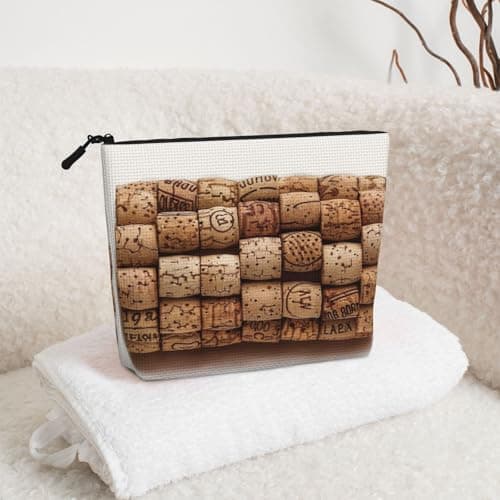 Wine Cork Print Makeup Bag, Travel Cosmetic Bag for Women Large Capacity Organiser Bag Wash Bags for Travel Daily Use — view 6