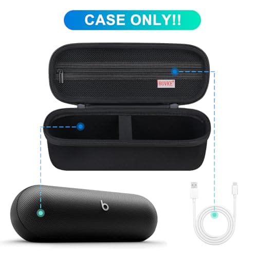 BOVKE Carrying Case for Beats Pill - Portable Bluetooth Speaker, New Beats Pill Wireless Speaker Travel Holder Bag with Extra Mesh Pocket for Charging Cables, Accessories, Black — view 2