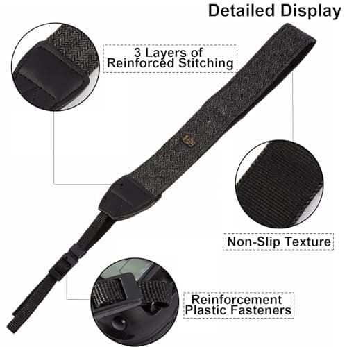 XILIYAI Camera Neck Strap, Cotton Woven Camera Strap Adjustable Camera Strap for Camcorder,and Nikon,Canon,Sony,Minolta,Panasonic,SLR,DSLR Digital Binoculars Video (Black) — view 4