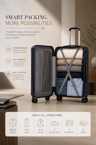 Larkbury Hard Shell Expandable Suitcase, Lightweight PC+ABS Travel Luggage with TSA Lock, Double Spinner Wheels & High Capacity Storage (Navy Blue, 24" Inch) — view 5