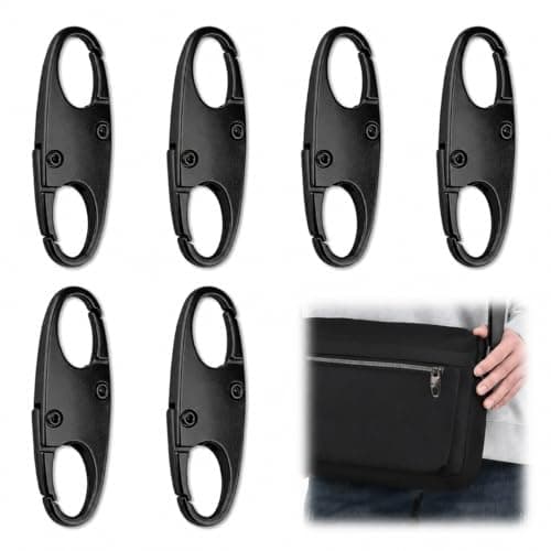 6 Pcs Zipper Lock Clips, Anti Theft Black Small Carabiner Clips for Backpack Locks Double Opening S Clips Zip Lock for Luggage, Suitcases Secure Bag Clips for Outdoor Travelling Camping Locks