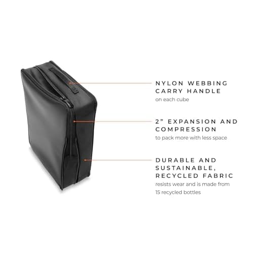 Briggs & Riley Compression Packing Cube Set for Women & Men - Bag Organiser for Hold Suitcase & Cabin Luggage, Pack Accessories for Vacation - 3-Piece, Black — view 2