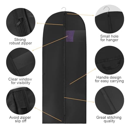 Vicloon Garment Bags, 2PCS Clothes Cover Bags Set Waterproof Dustproof With Zipper Handles, Long Garment Bag Dress Covers Breathable Suit Protector for Clothes/Shirts/Gowns/Dresses 60 * 180cm — view 3