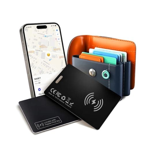 2 Pack - Apple MFi Certified Wallet Tracker Card 1.7mm Slim - (iOS Only) Find My Wallet Card Tags IP68 Waterproof, Works with Apple Find My, Bluetooth Item Locator for Keys, Purse, Luggage