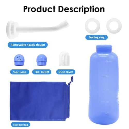 Peri Bottle Postpartum, RUFCRIL 500ml Perineal Wash Bottle, Portable Bidet with Carry Bag, Boilable TPE & 2 Leak-Proof Sealing Rings, Postpartum Essentials, Hospital Bag, Blue — view 3