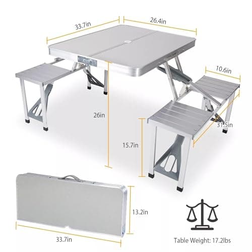 WY8 Luxury Aluminium Folding Portable Camping Picnic Table Stool Chair Set Garden Table set with One year warranty — view 3