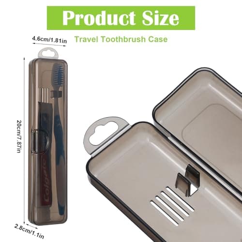Classicseali 2 Pack Toothbrush Travel Holder, Travel Toothbrush Holder,Portable Plastic Toothbrushes Travels Holders with Secure Seal, 7.9 x 1.8 x 1.1 inches, Gray & Blue — view 2
