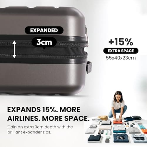 Aerolite 55x40x20 Expandable Ryanair Priority 4 Wheel Cabin Suitcase — view 3