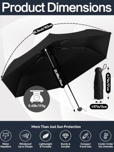 Mini Travel Umbrella for Sun Protection, SPF 50+ Compact UV Umbrella — view 4