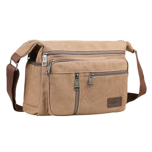 BOMKEE Canvas Crossbody Messenger Bags Vintage Shoulder Satchel Bag