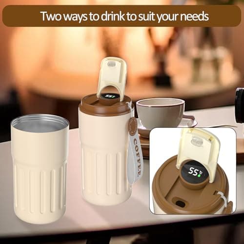 Homealexa Coffee Cup Travel Mugs, Vacuum Insulating Cup 316 Stainless Steel, LED Touch Screen Temperature Gauge, Smart Mug Sealing Bottle 410ml — view 6