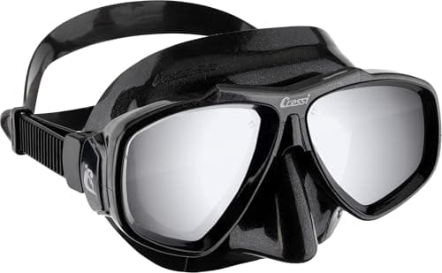 CRESSI Focus Mask Black/Spectra Silver Mirrored Lens - Unisex Adjustable Diving and Snorkeling Mask, Black/Spectra Silver Mirrored Lens, One Size