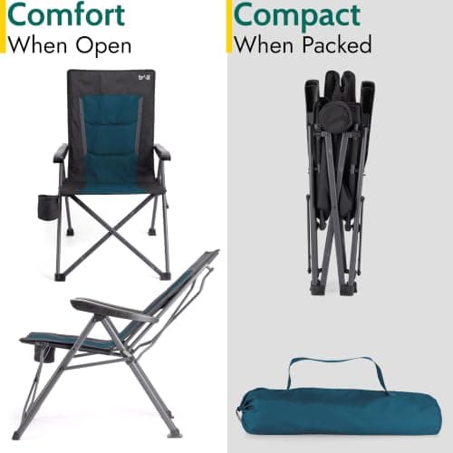 Trail Cardinal Reclining Camping Chair, Compact Folding Design, Teal — view 3