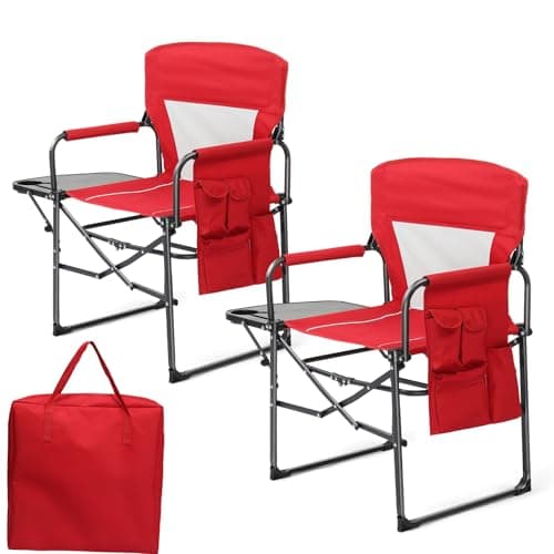 Bonnlo Camping Chairs for Adults Heavy Duty, Folding Directors Chair (2pc)