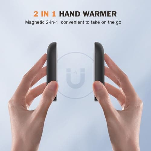 Rechargeable Hand Warmers 2 Pack, Magnetic USB Electric 5000mAh, Pocket Size, 3 Heat Levels, 8 Hours Battery Life, Portable Reusable, Ideal for Outdoor, Christmas — view 2