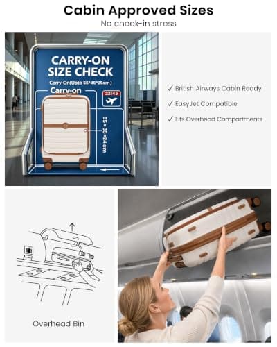 Kono Cabin Suitcase with Laptop Compartment 21 Inch ABS+PC Carry On Luggage — view 3