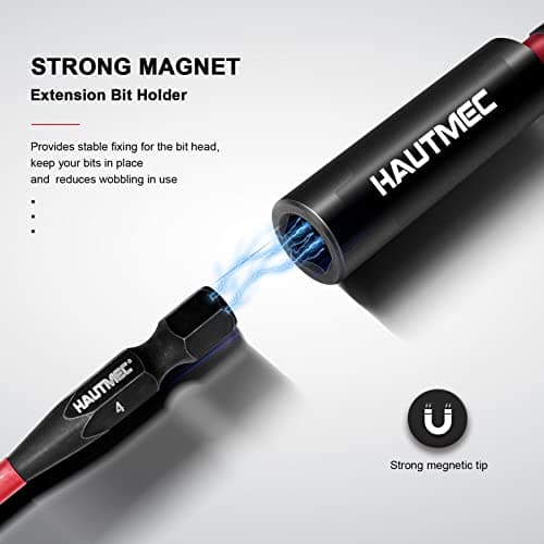 HAUTMEC 2PCS Magnetic Impact Drill Bit Holder, Universal 1/4" Hex Shank Bit Holder Extension, Durable Chrome Vanadium Steel, Quick-Change Screwdriver Bit Adapter, HT0163 — view 4